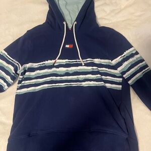 Navy Blue Striped Hoodie